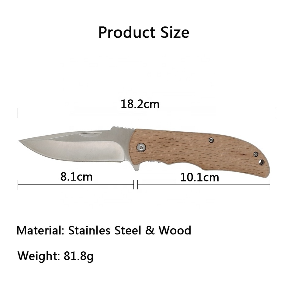 Manufacturer Small  Lase Engraving Products Blank Pocket Knife with Wood Handle Folding Hunting Survival Rescue Knives