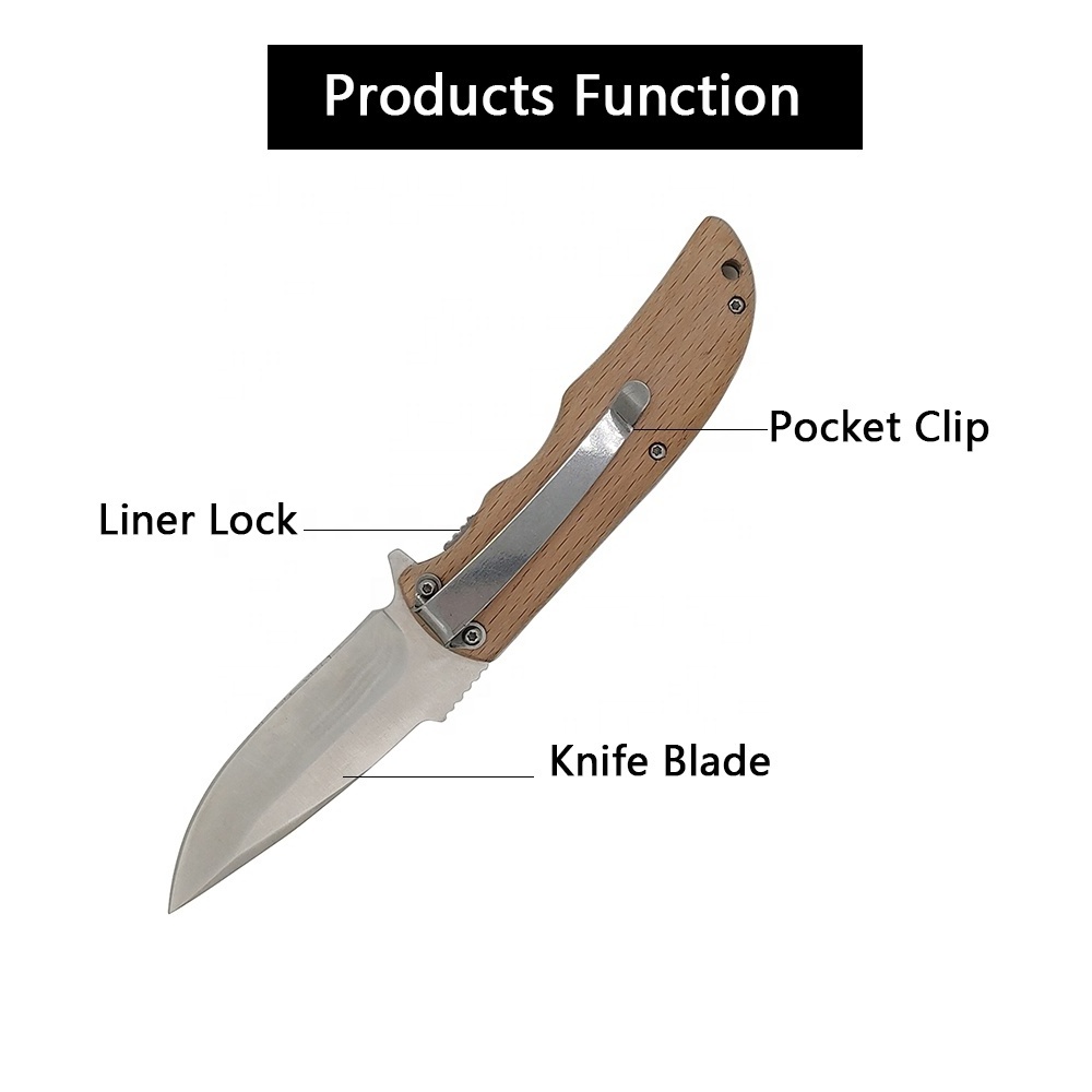 Manufacturer Small  Lase Engraving Products Blank Pocket Knife with Wood Handle Folding Hunting Survival Rescue Knives