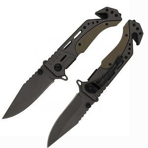 Factory High Grade Titanium Personalized Camping Folding Bushcraft Knife Camping Tactical Outdoor Knives with Belt Clip