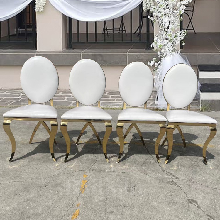 Dining modern stackable egg back stainless steel wedding golden chair