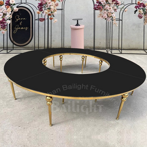 Bailight Gold stainless steel glass top serpentine table wedding luxury table