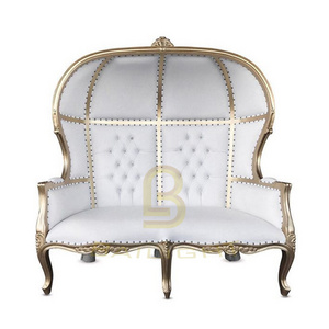 Antique luxury gold high back king throne two seat sofa