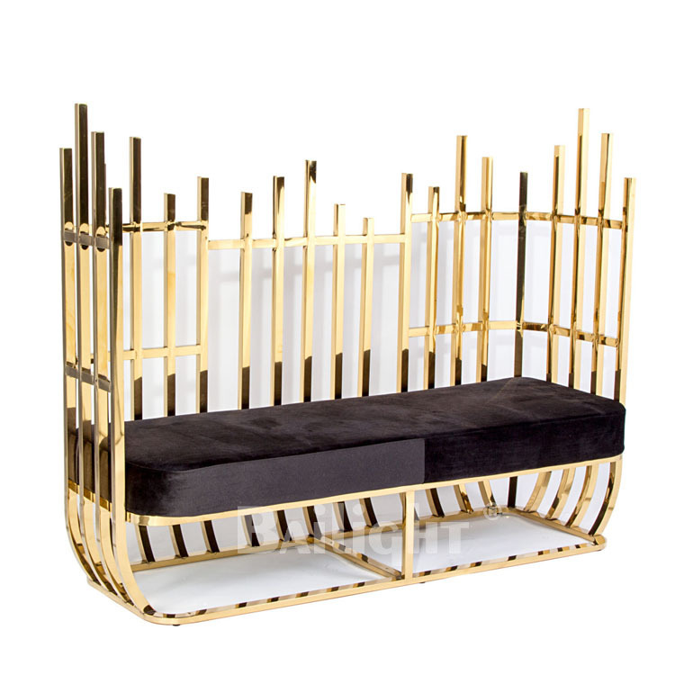 Royal golden event throne high back wedding sofa for Bride and groom