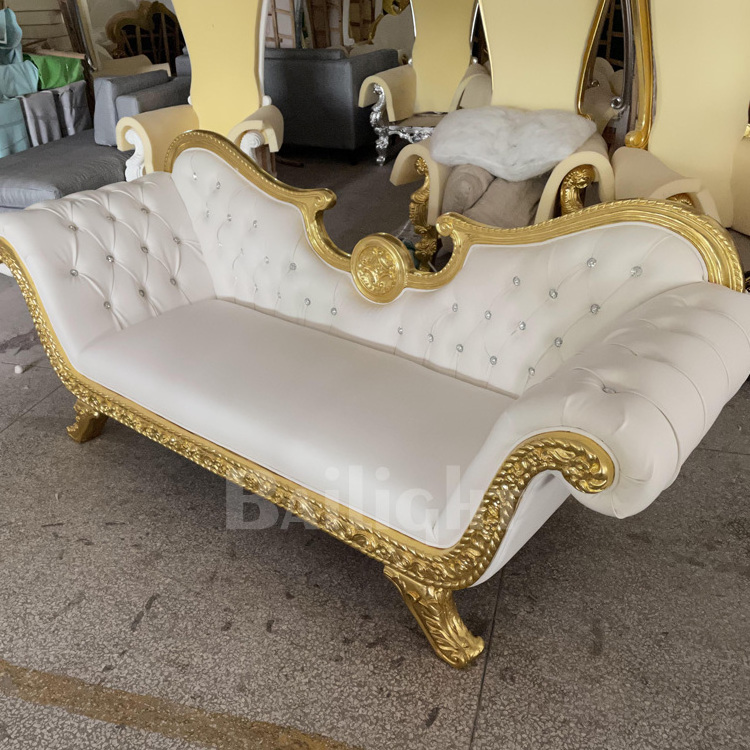 Royal wedding bride and groom furniture wooden frame luxury king throne sofa