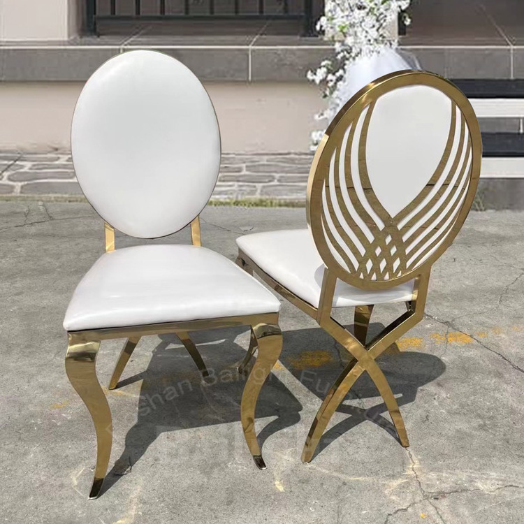 Dining modern stackable egg back stainless steel wedding golden chair