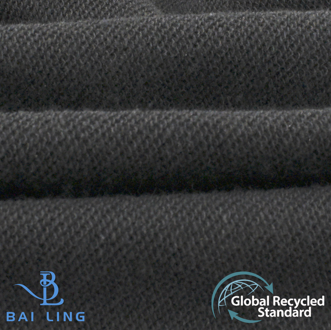 Top selling Eco-friendly Recycled 65% Cotton 35% Polyester 270GSM Black Loopback Cloth French Terry Fabrics for Garment Making