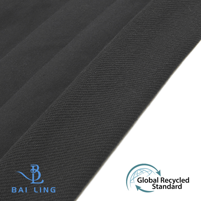 Top selling Eco-friendly Recycled 65% Cotton 35% Polyester 270GSM Black Loopback Cloth French Terry Fabrics for Garment Making