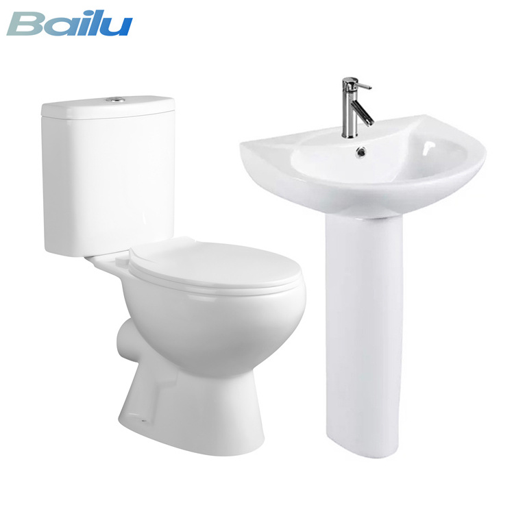 Factory direct sales washroom inodoro sink bathroom toilet pedestal basin ceramic toilet set for sale