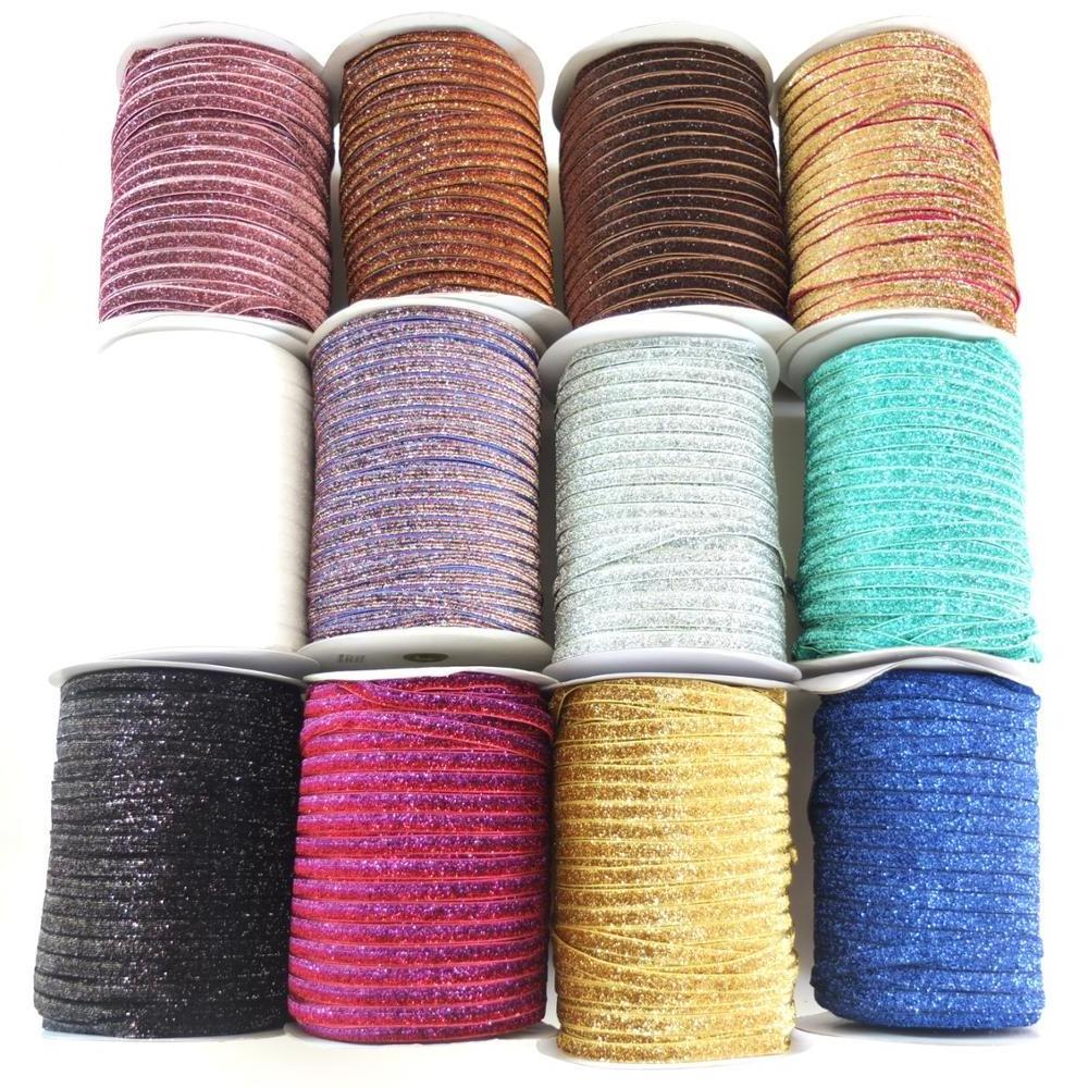 250 Yards/roll 3/8'' Glitter elastic bands Sewing Garment Hair Elastic Ribbon Headbands Accessories