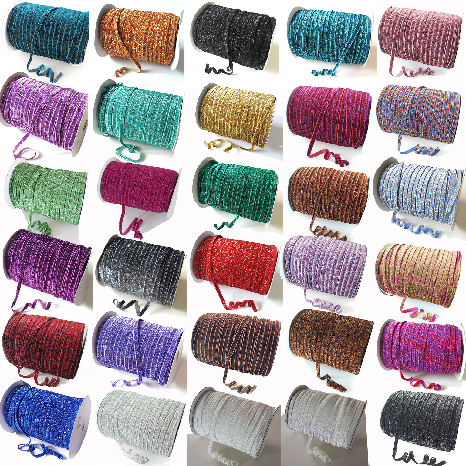 250 Yards/roll 3/8'' Glitter elastic bands Sewing Garment Hair Elastic Ribbon Headbands Accessories