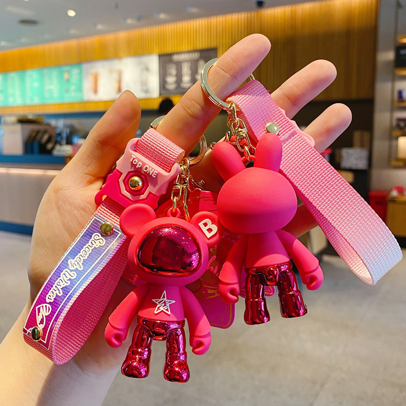 Baimao Wholesale PVC silicone cartoon violent bear key chain creative rabbit doll key chain promotional gifts