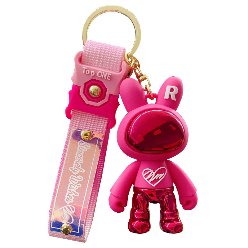 Baimao Wholesale PVC silicone cartoon violent bear key chain creative rabbit doll key chain promotional gifts