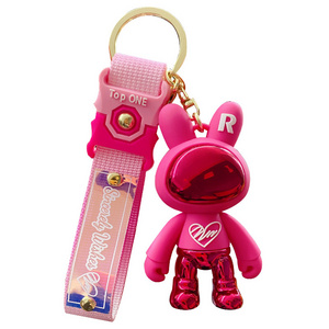 Baimao Wholesale PVC silicone cartoon violent bear key chain creative rabbit doll key chain promotional gifts