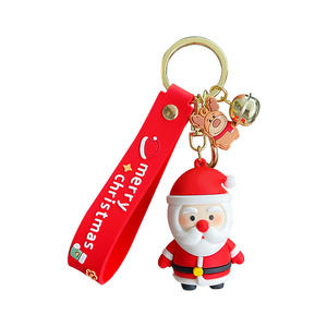 Baimao Hot 2023 new cartoon Christmas keychain cute PVC Santa doll fireplace decorated Christmas gifts