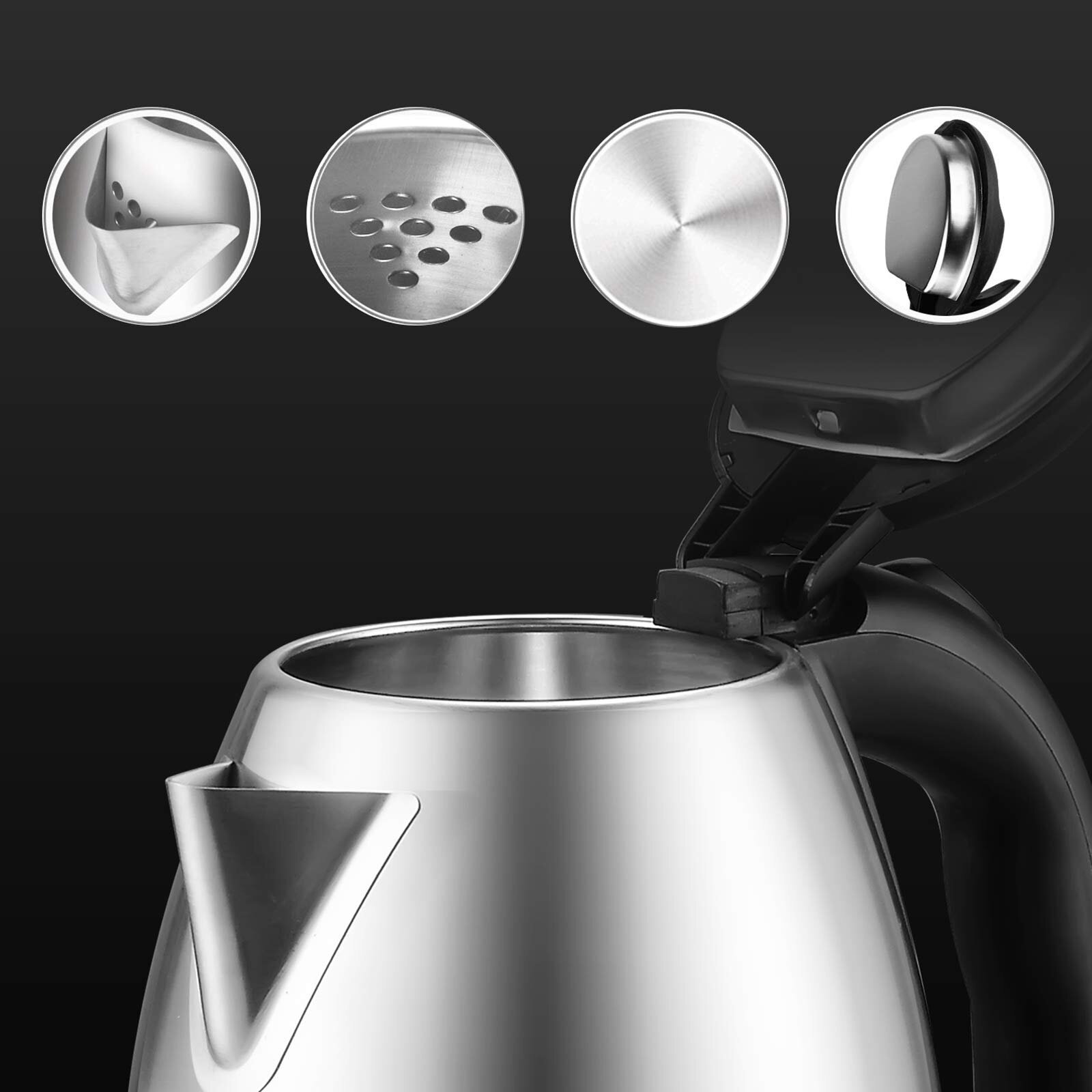 1.8L 220 V stainless steel outer cover cordless water boiler portable electric tea kettle