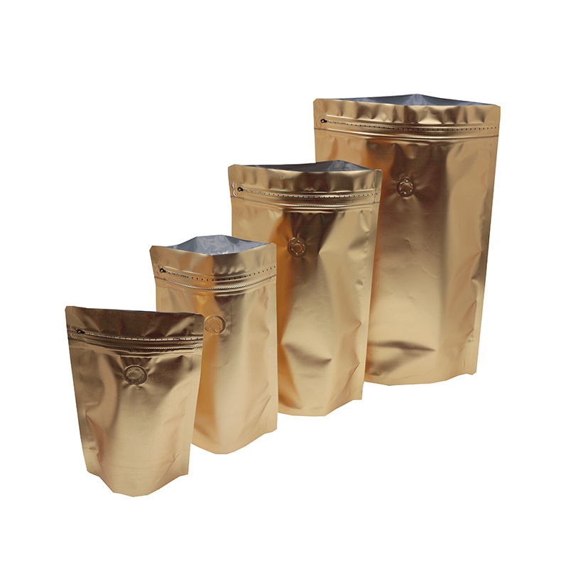 125g gold package coffee packaging bags stand up zip lock with valve