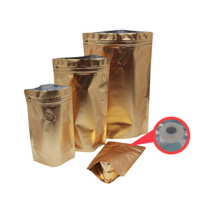 125g gold package coffee packaging bags stand up zip lock with valve