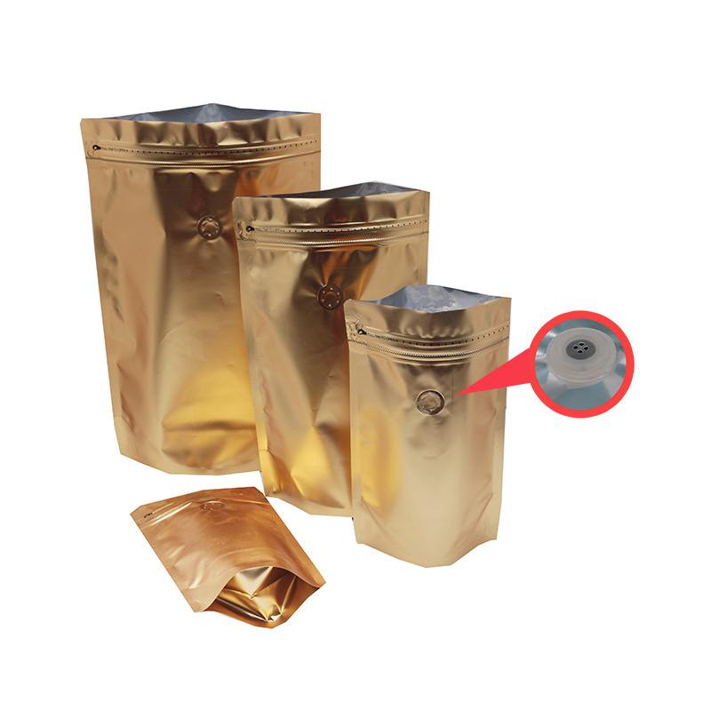 125g gold package coffee packaging bags stand up zip lock with valve