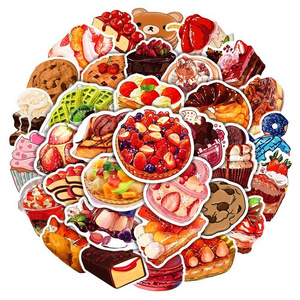 50Pcs Food Dessert Ice Cream Cartoon Graffiti Stickers For Kid Decor Bottle Wall Home Table Cute Snack Sticker