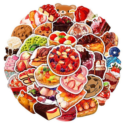 50Pcs Food Dessert Ice Cream Cartoon Graffiti Stickers For Kid Decor Bottle Wall Home Table Cute Snack Sticker