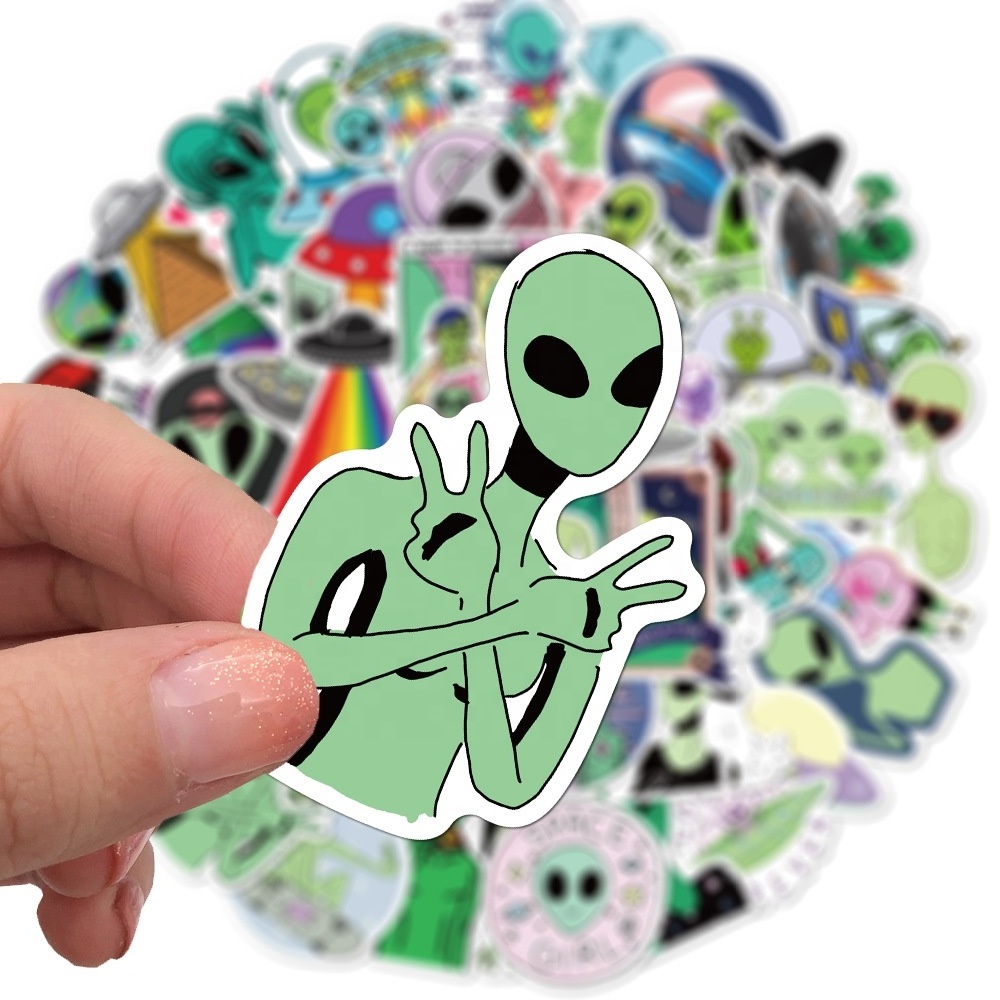 50Pcs Alien UFO stickers For Skateboard Guitar Case Door Laptop Luggage Car Bicycle Decal Stickers