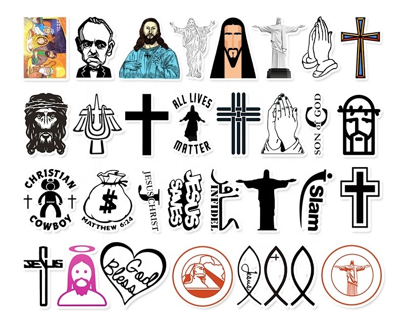 50Pcs Jesus Stickers Waterbottles Guitar Keyboard Door decor diy God Bless you Christian sticker