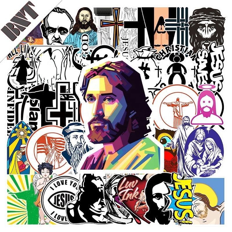 50Pcs Jesus Stickers Waterbottles Guitar Keyboard Door decor diy God Bless you Christian sticker