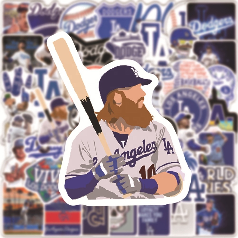 50Pcs Fashion Cool Los Angeles Dodgers Baseball Sports Sticker Home Decoration Table Scrapbook Laptop Stickers