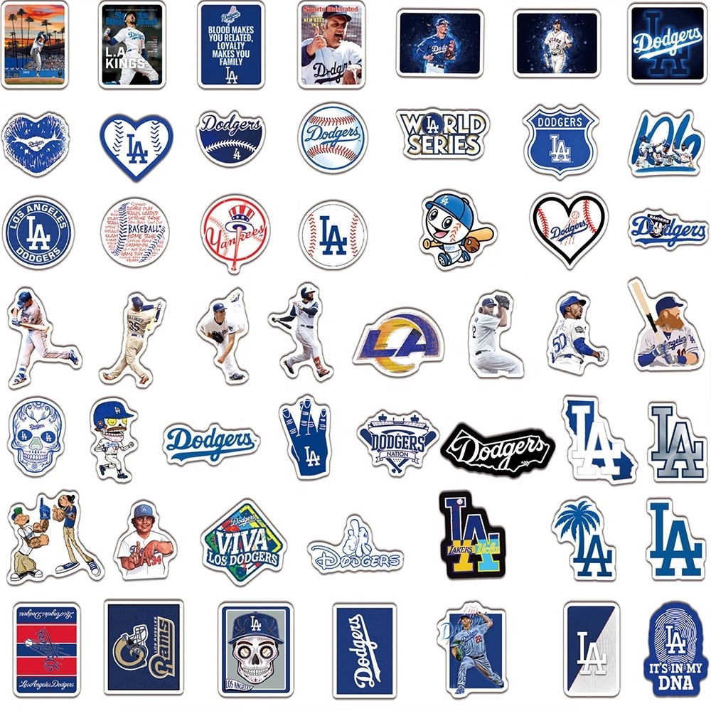 50Pcs Fashion Cool Los Angeles Dodgers Baseball Sports Sticker Home Decoration Table Scrapbook Laptop Stickers