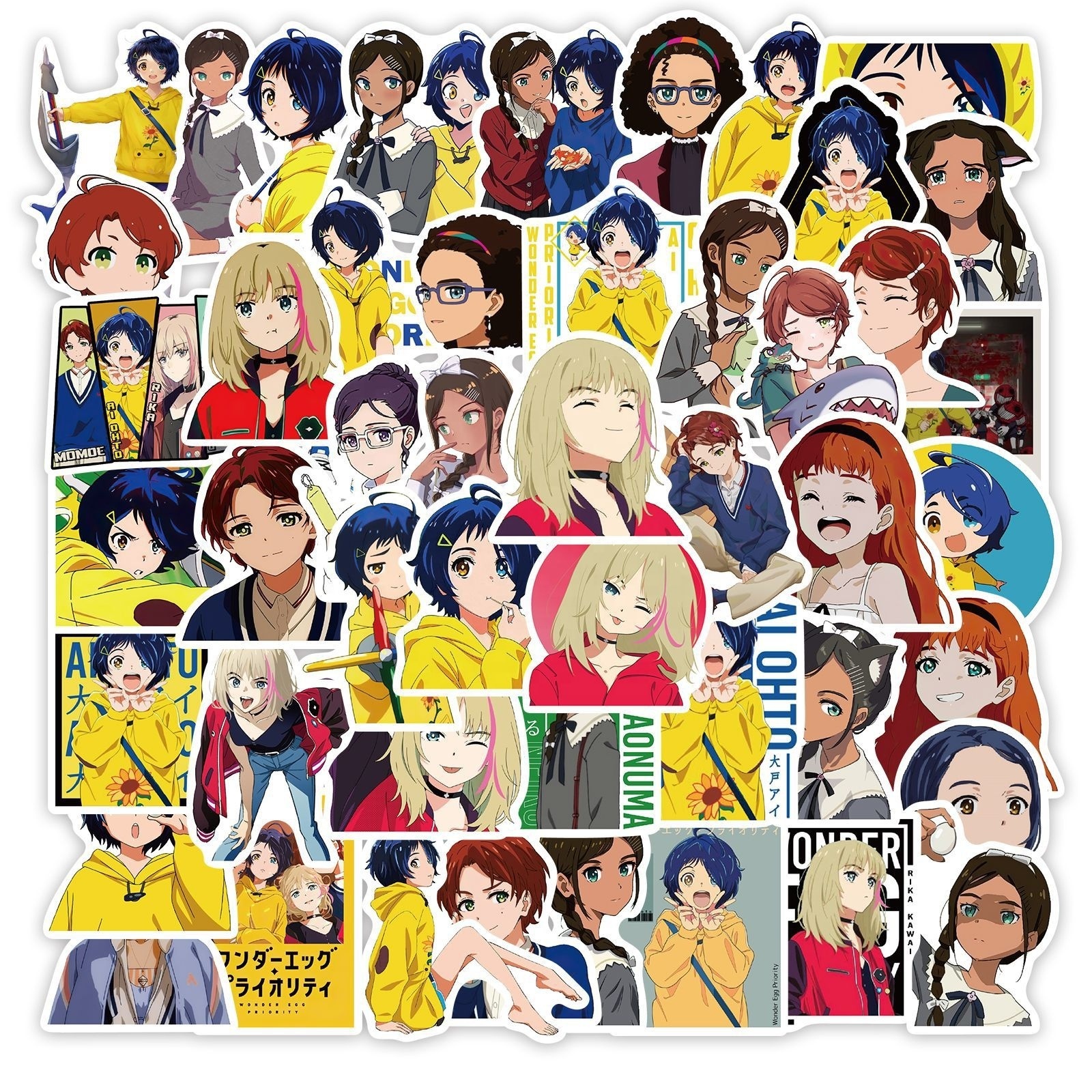 50Pcs Anime Wonder Egg Priority Sticker For House Laptop Luggage Guitar Vinyl Cartoon Decoration Stickers