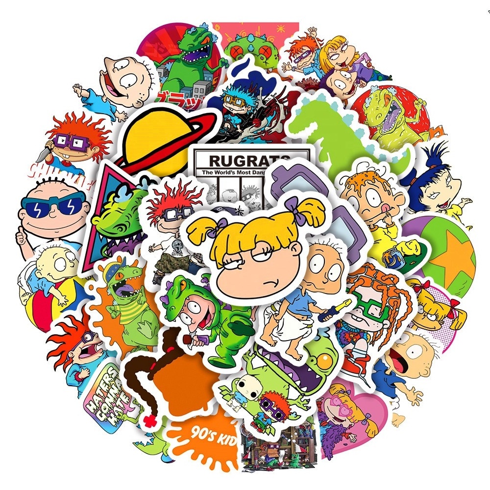 50Pcs Cartoon Rugrats in Paris Stickers for Kid Child Phone Luggage Laptop Sticker