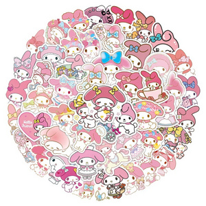 50Pcs Cool Sanrio My Melody Stickers For Boy Room Wall Door Bed Bottle Laptop Pink Decor Stickers