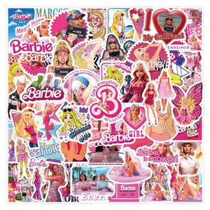 60Pcs Barbie Movie Waterproof Stickers Bottle Laptop Pink Girl Barbies Cowgirl Graffiti Decor Sticker