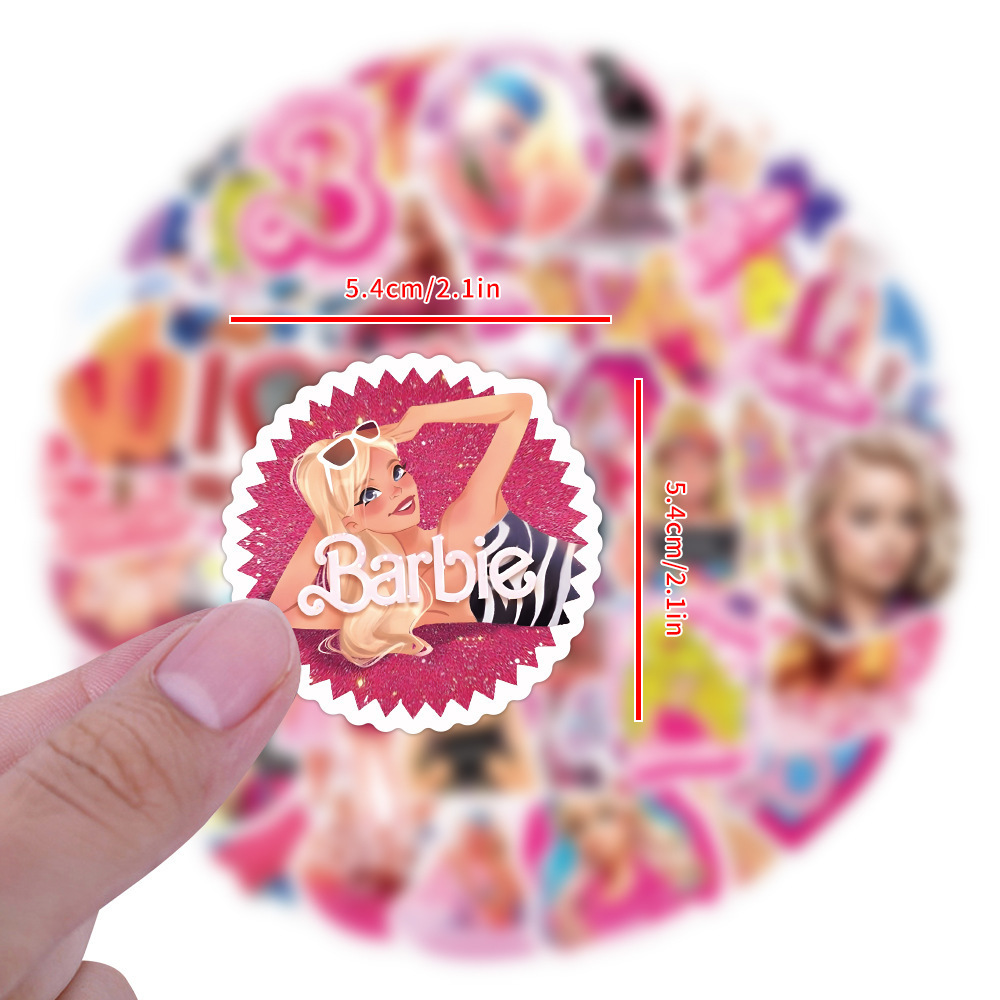 60Pcs Barbie Movie Waterproof Stickers Bottle Laptop Pink Girl Barbies Cowgirl Graffiti Decor Sticker