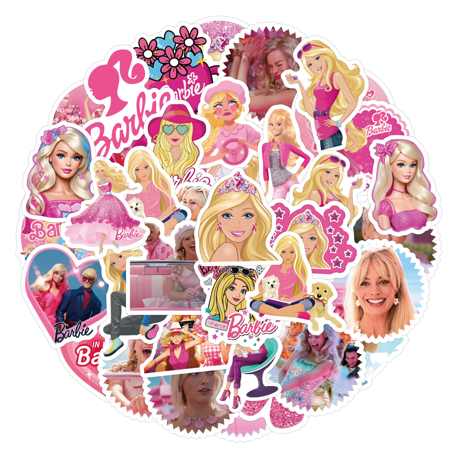 60Pcs Barbie Movie Waterproof Stickers Bottle Laptop Pink Girl Barbies Cowgirl Graffiti Decor Sticker