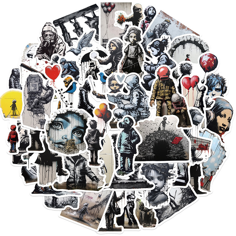 50Pcs Banksy Abstract Art Style Stickers For Teens Notebook Room Door Wall Graffiti Decoration Sticker