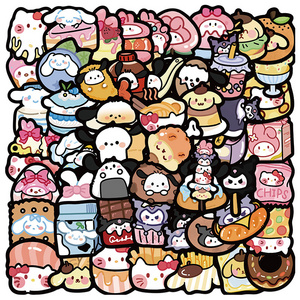 50Pcs Cute Cartoon Sanrio Foods Stickers My Melody Luggage Cup Decor Kawaii Sticker for kids