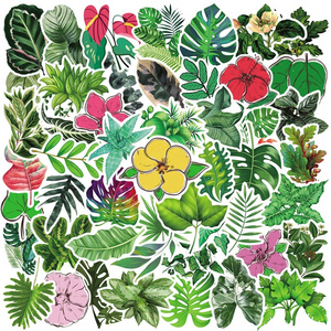 50Pcs Fresh Green Leaf Tropical Plants Stickers For Scrapbooking Notebook Bottle Laptop Decorative Washi Stickers