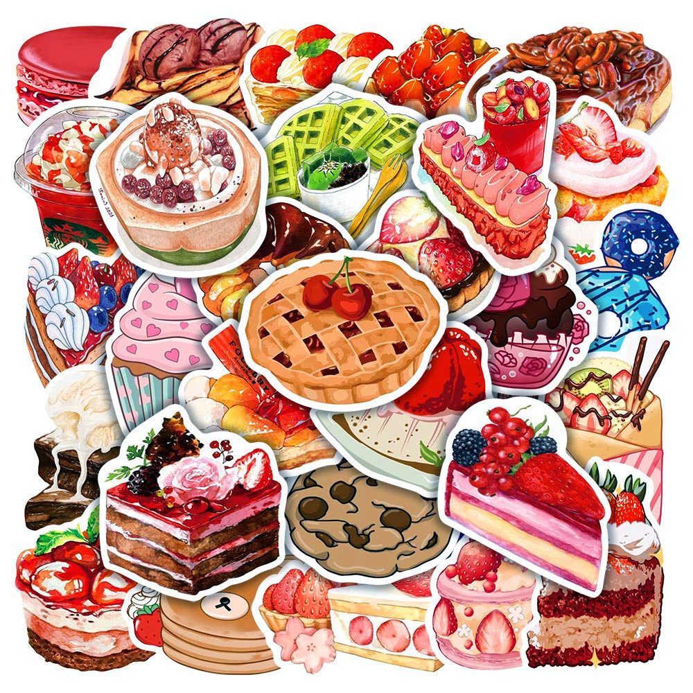 50Pcs Food Dessert Ice Cream Cartoon Graffiti Stickers For Kid Decor Bottle Wall Home Table Cute Snack Sticker