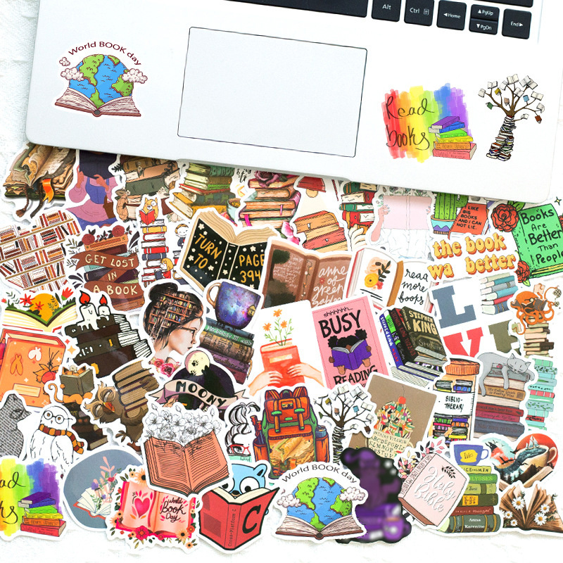 50Pcs Study Books Stickers For Student Teens Notebook Luggage Laptop Phone Reading Book Vinyl Sticker