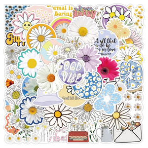 50Pcs Cute Fresh Vsco Sunshine Flower Daisy Sticker For Girl Kids Room Door Bed Bottle Laptop Decor Stickers