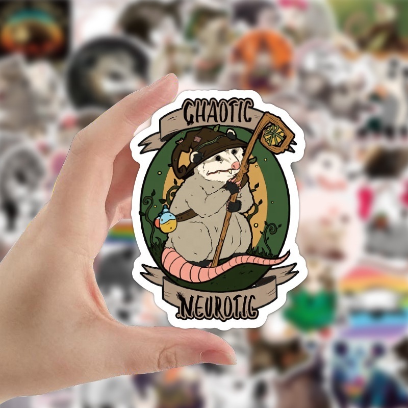 50Pcs Cute Cartoon Opossum Stickers For Kids Girl Laptop Luggage Graffiti Die Cut Mouse Label sticker