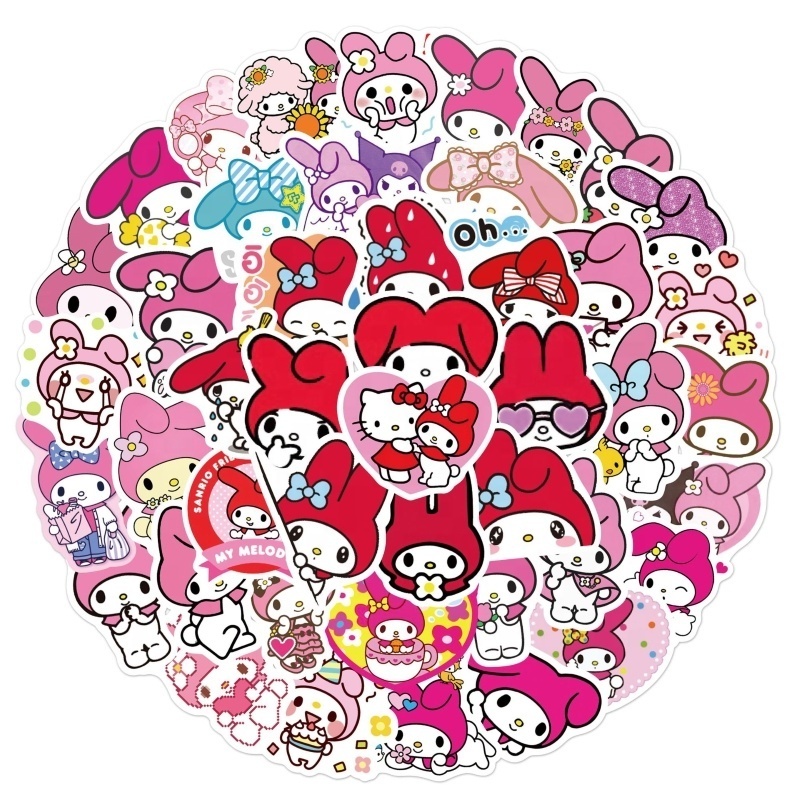 50Pcs Cute Cartoon Kuromi Kawaii Stickers For Laptop Waterpoof Bottle Kids Toy Decor Sanrio Label sticker