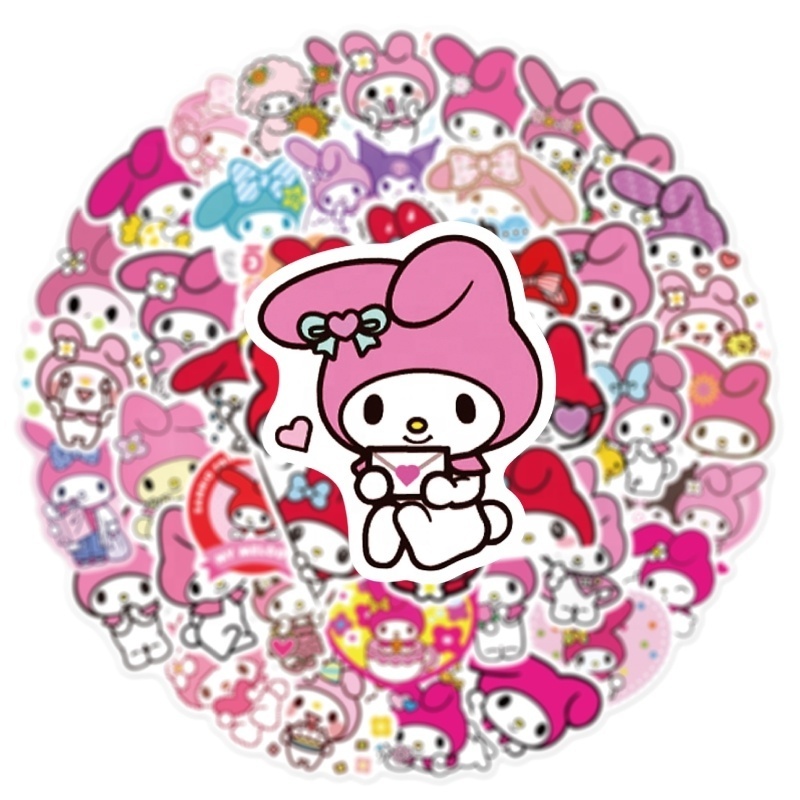 50Pcs Cute Cartoon Kuromi Kawaii Stickers For Laptop Waterpoof Bottle Kids Toy Decor Sanrio Label sticker