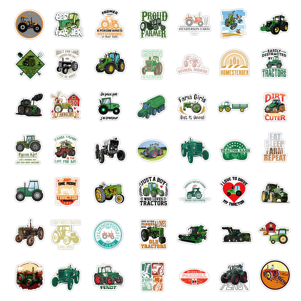 50Pcs Farming Equipment Truck Tractor Stickers For Farmer Guitar Door Laptop Notebook Decor Stickers