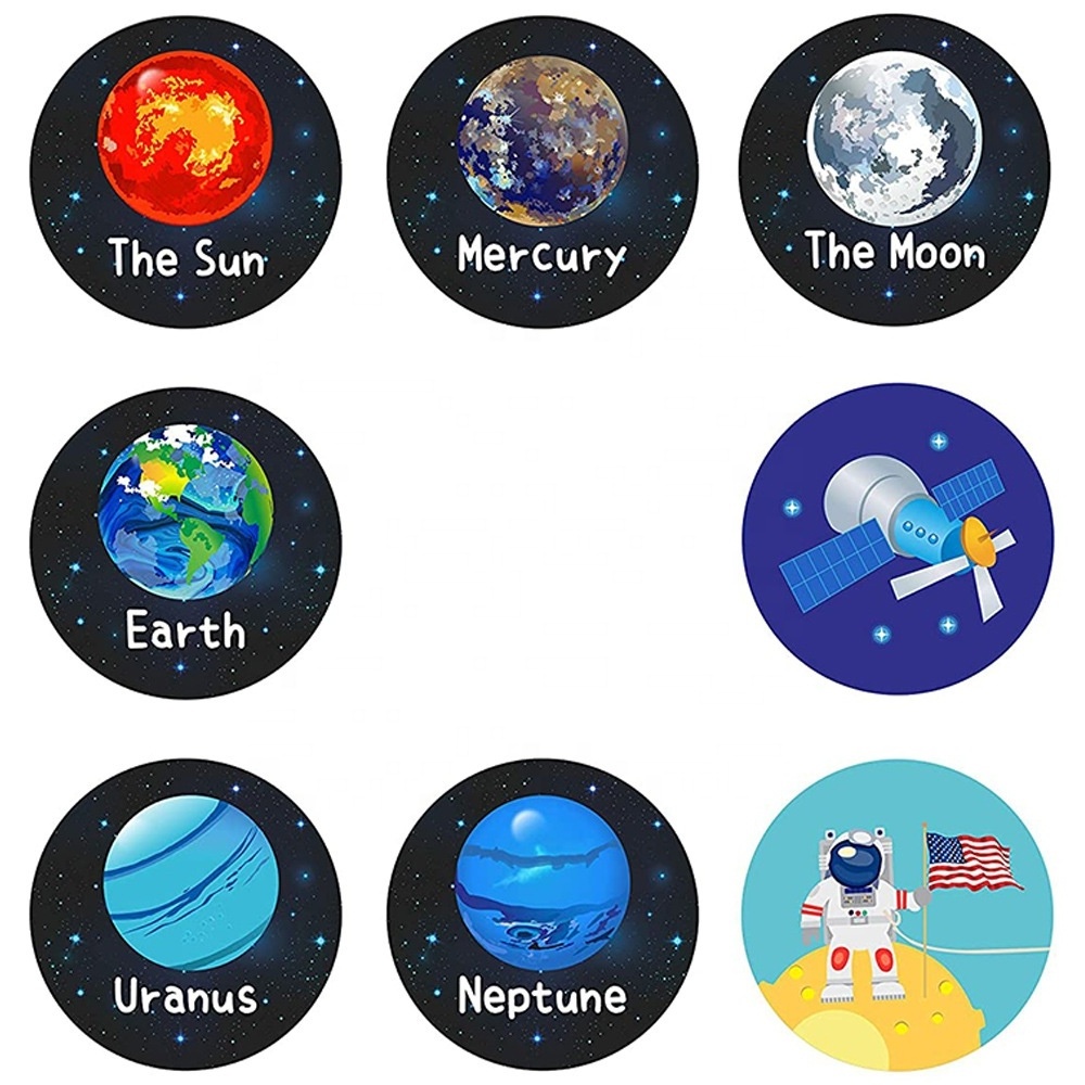 500Pcs Roll Planet Solar System Sticker 1 Inch 2.5 CM For Kids Teacher Reward Cup Gift Stickers Label