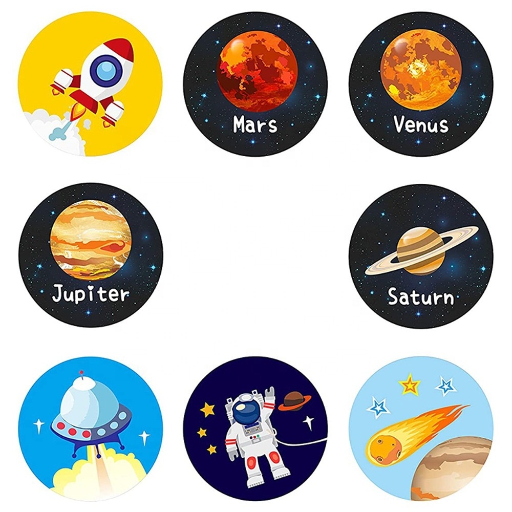 500Pcs Roll Planet Solar System Sticker 1 Inch 2.5 CM For Kids Teacher Reward Cup Gift Stickers Label