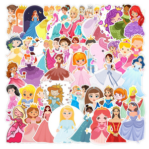 50Pcs Cute Princess Stickers For Girls Room Notebook Luggage Laptop Door Cartoon Decor Waterproof Sticker