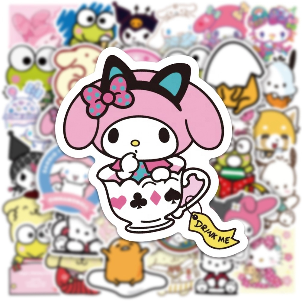 100Pcs Sanrio Character My Melody Stickers For Girl Kid Child Skateboard Laptop Home Room Wall Decor Stickers