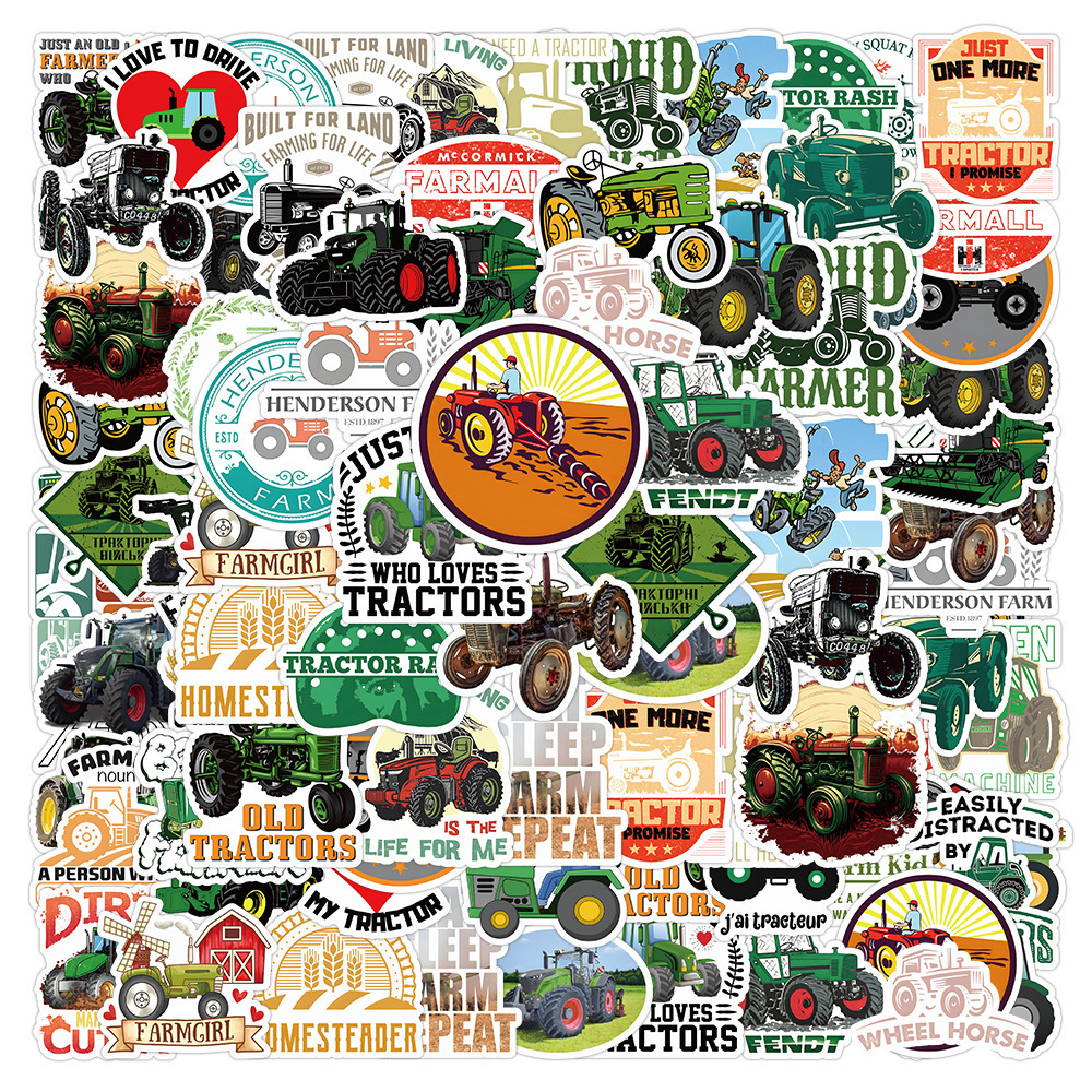 50Pcs Farming Equipment Truck Tractor Stickers For Farmer Guitar Door Laptop Notebook Decor Stickers